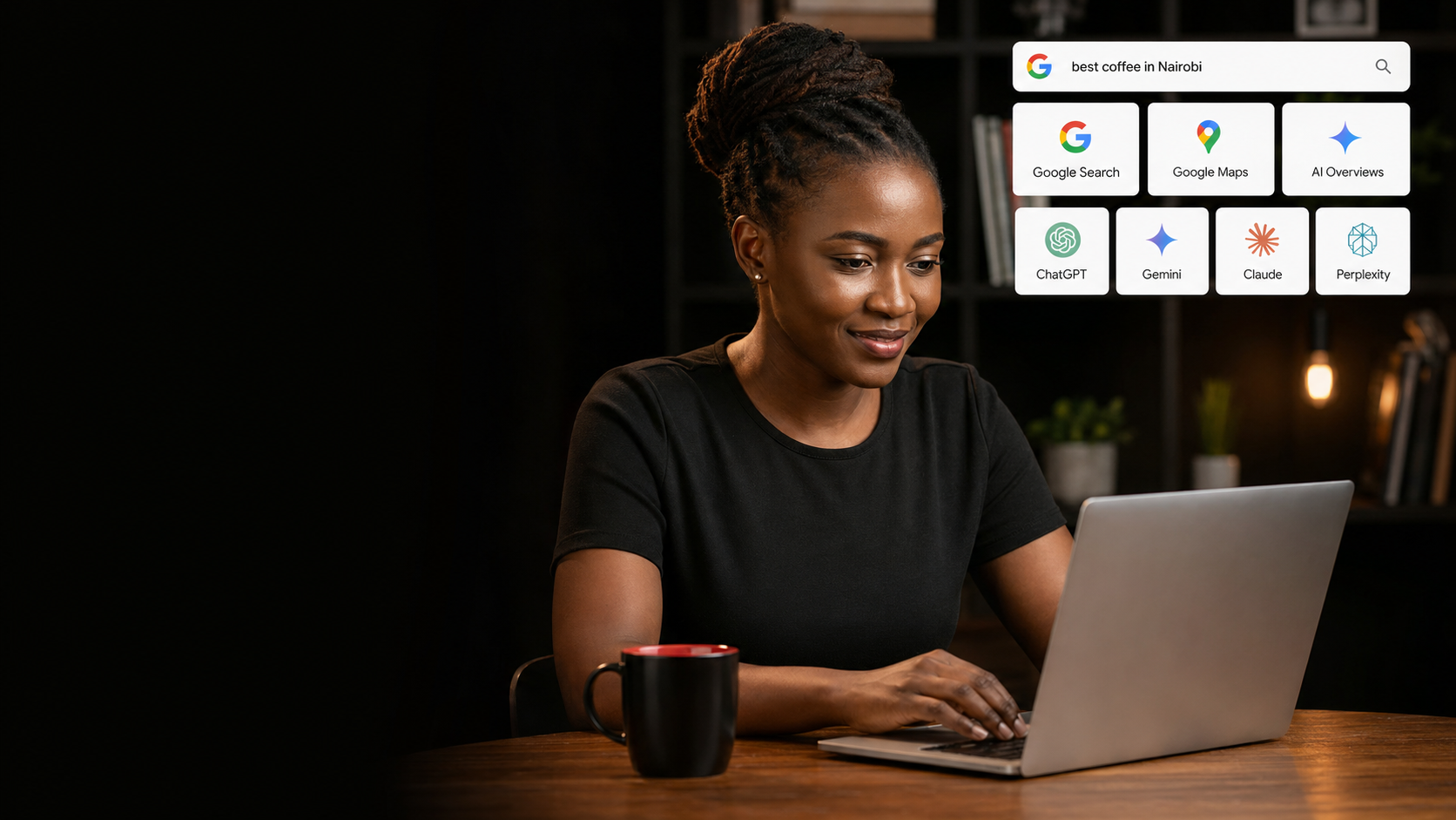 Kenyan learner taking a live online SEO and AI Search course