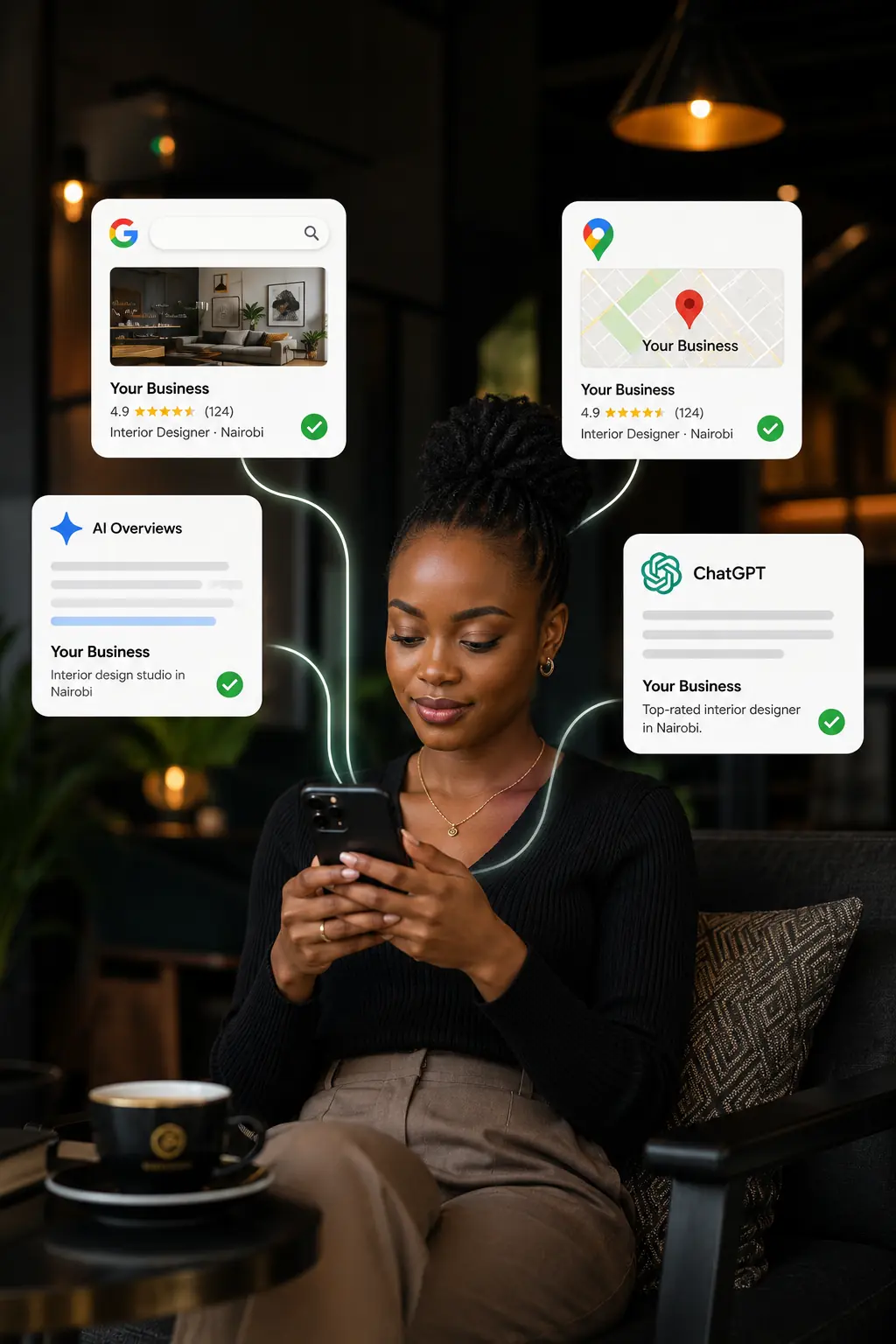 Customer using different search platforms to find products, services and businesses