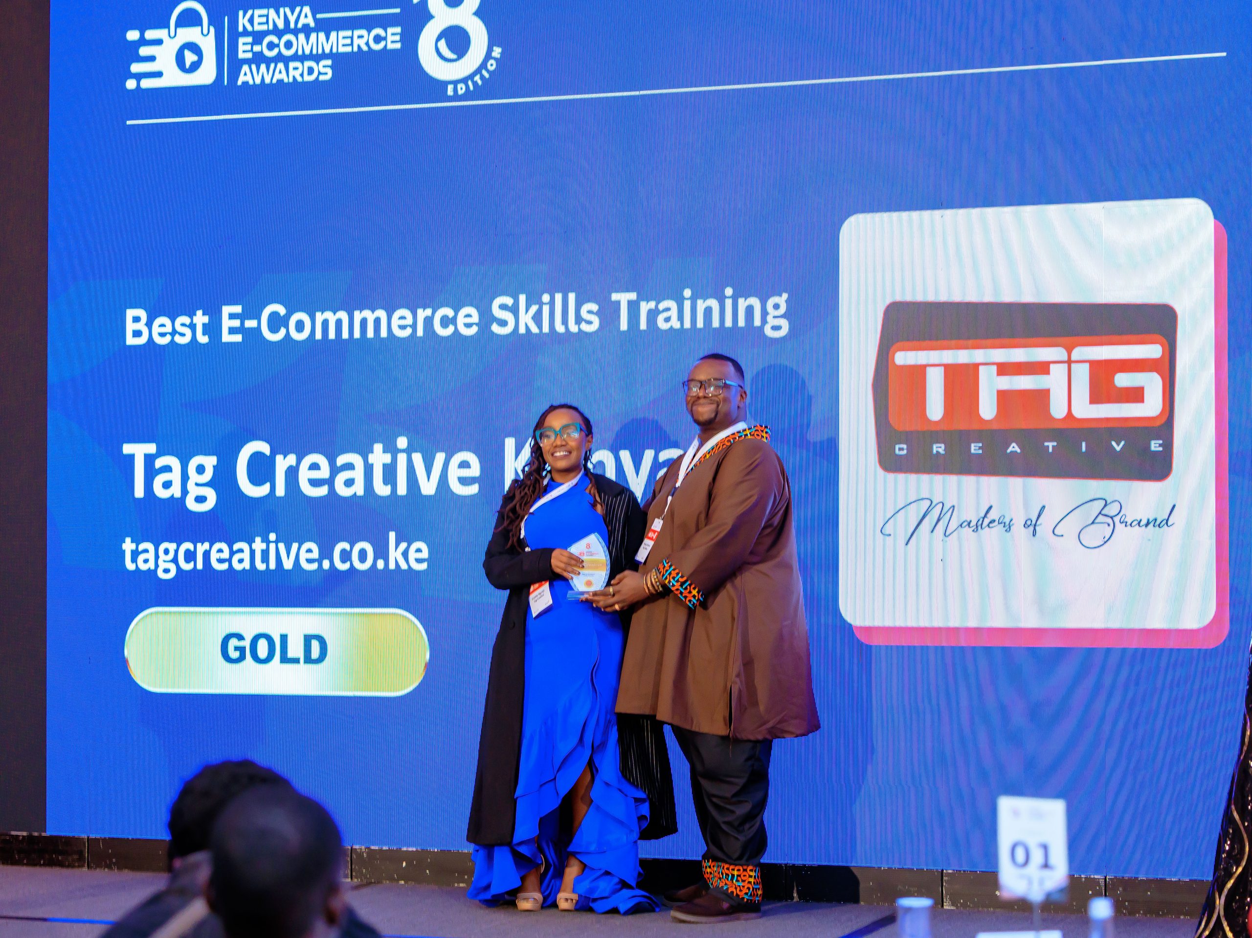 TAG Creative accepting the award for Best E-commerce Skills Training Agency in Kenya