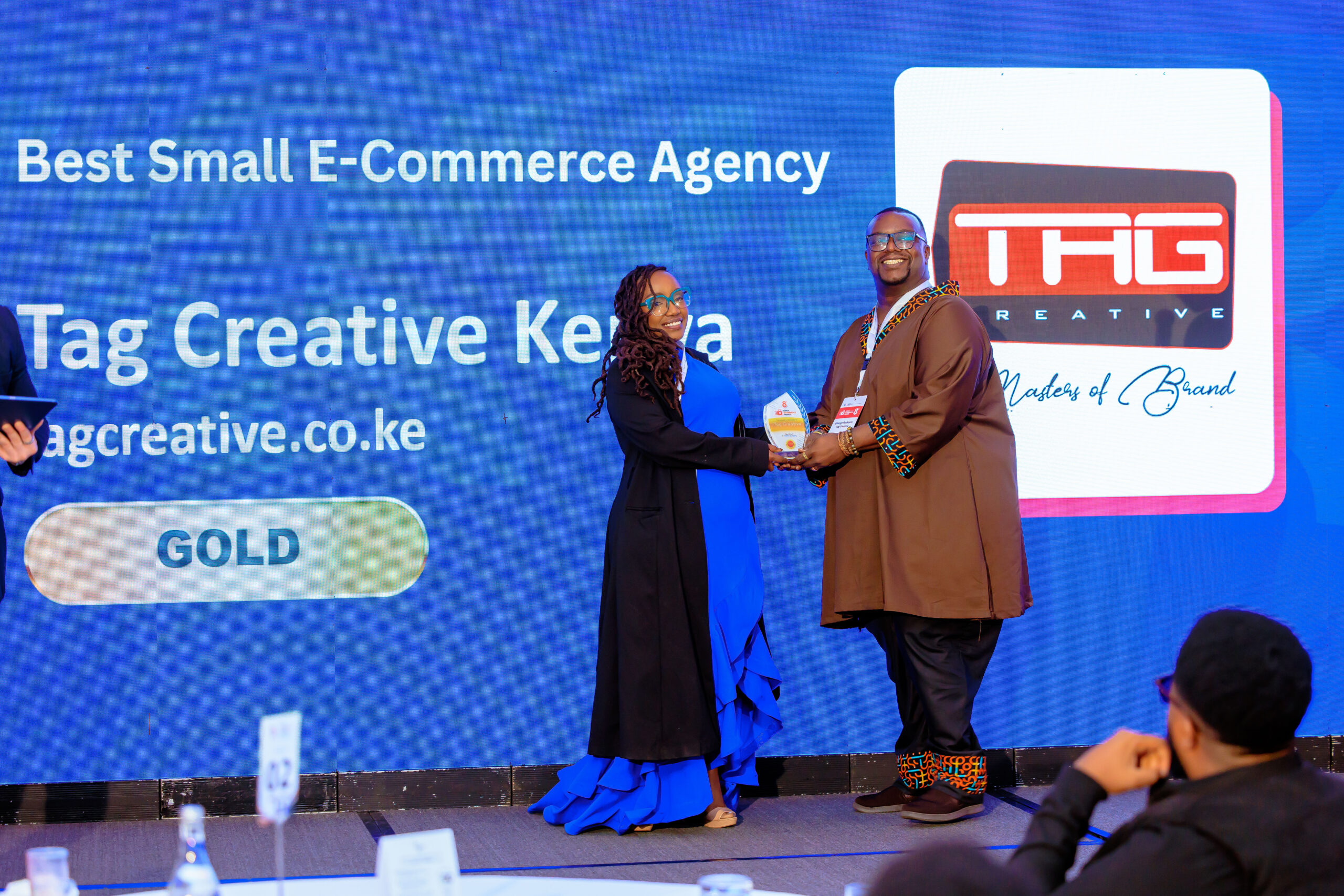 TAG Creative accepting an award for Best E-commerce Skills Training Agency in Kenya